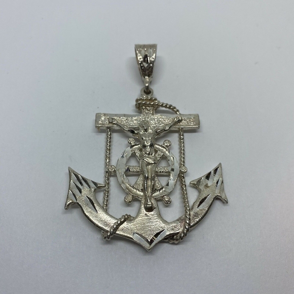 925 Sterling Silver Other - Sterling Silver Mariner's Crucifix Pendant Large